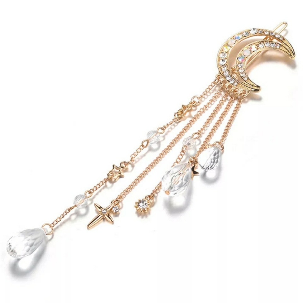 Crescent Moon Rhinestone Hair Clip - Picture 7 of 8